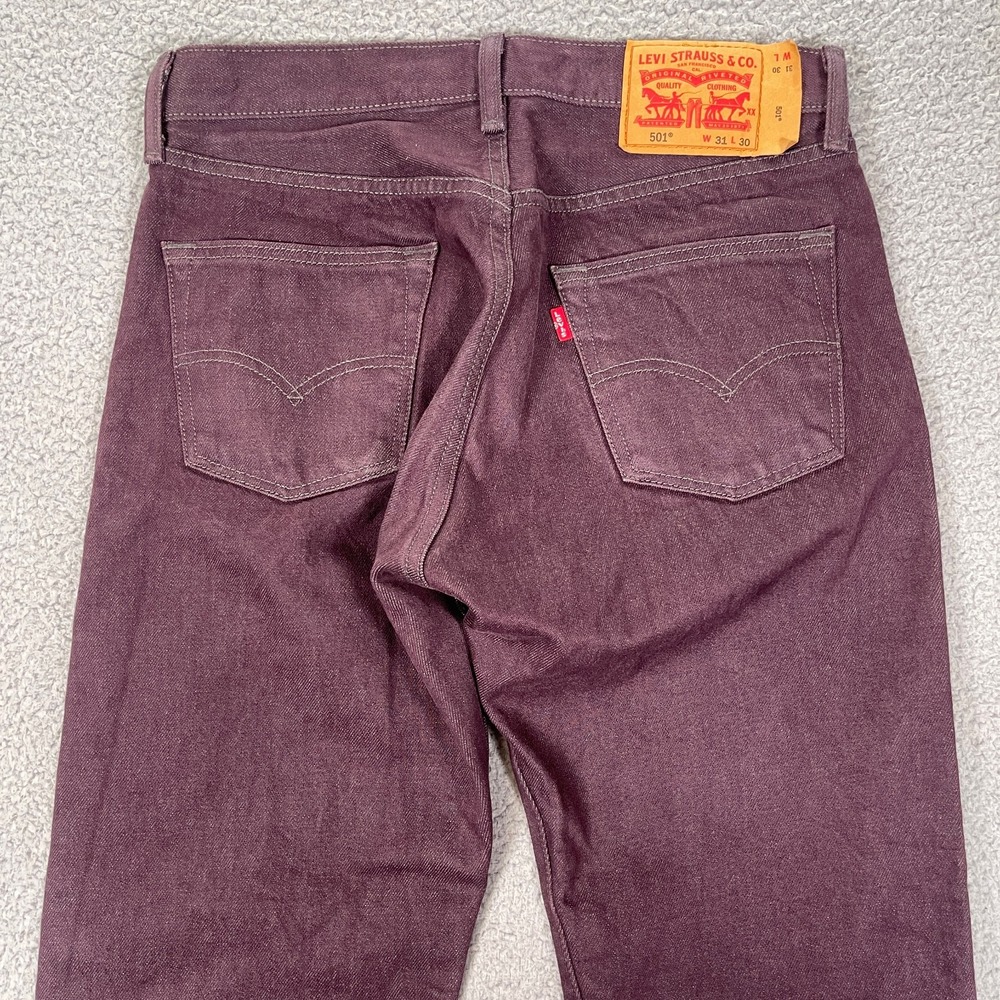 Levis 501 Jeans Mens 31x30 Purple Premium White Oaks Cone Denim Relaxed Fit